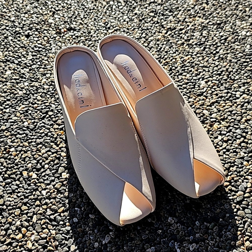 Off white open toe mules